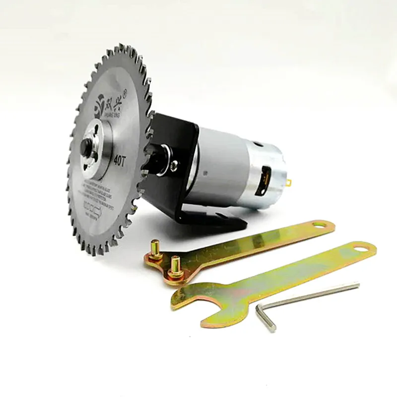 

775 Motor Table Saw Kit DC 12V Gear Motor with Mounting Bracket and Saw Blade for Woodworking