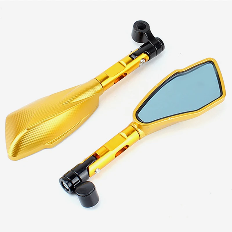 Pair 8MM 10MM Universal Motorcycle Rear View Side Mirrors Motorbike Racing Sport Bike Accessories Rearview Mirror - Цвет: Mirror Gold