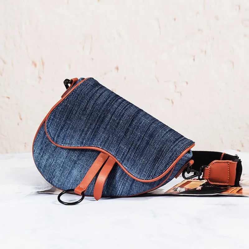 

Luxury Designer Denim Patchwork Saddle Bags Small Fashion Women Crossbody Shoulder Bag 2019 Lady Handbags Korean Girl Chest Bag