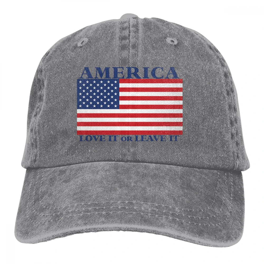 Америка любит его или оставить его Casquette Красный унисекс Мужские Женские джинсовые бейсболка с ремешком кепки Регулируемый Гольф папа шляпа