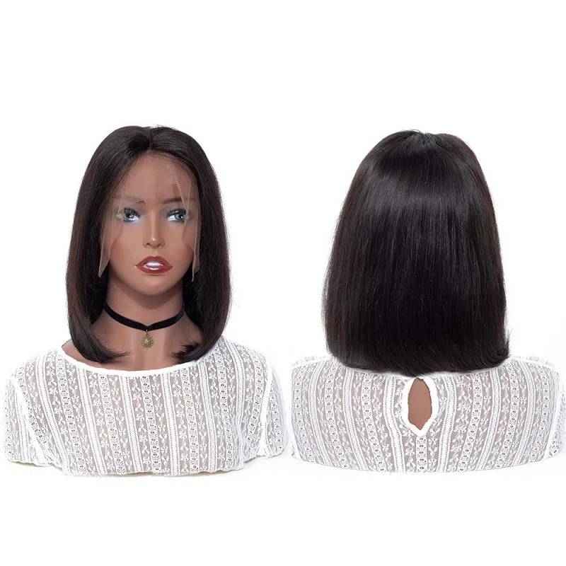 

13x6 Lace Front Human Hair Wigs Short Bob Lace Front Wigs Brazilian Remy Straight Bob Wig Pre Plucked Hairline 180% Density