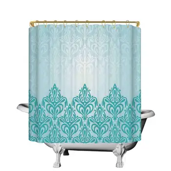 

Turquoise Decor Durable Shpwer Curtain,Decorative Retro Medieval European Victorian Gradient Royal Pale Patterns Artwork Print