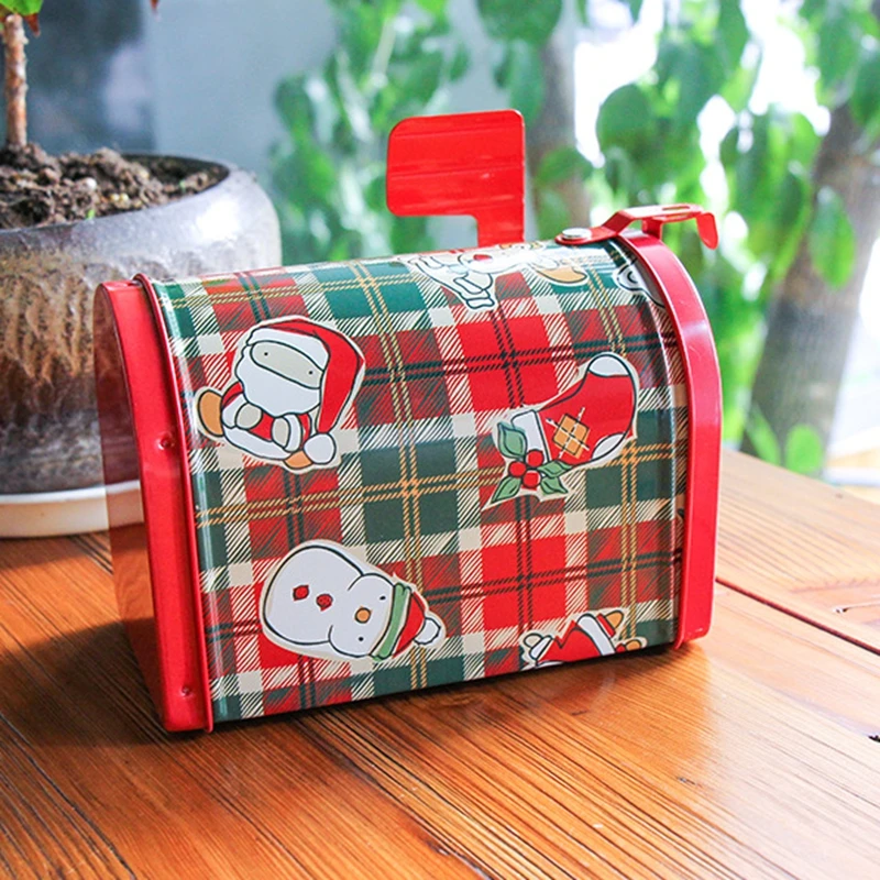 Christmas Gift Boxes Candy Tin Package Kids Creative Mailbox Case Santa Claus Snowman Printed Festival Sealed Jar Packing Boxes
