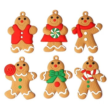 

6PCS Christmas Gingerbread Man Ornaments Traditional Doll Hanging Xmas Tree Decal Pendant Holiday Decorations