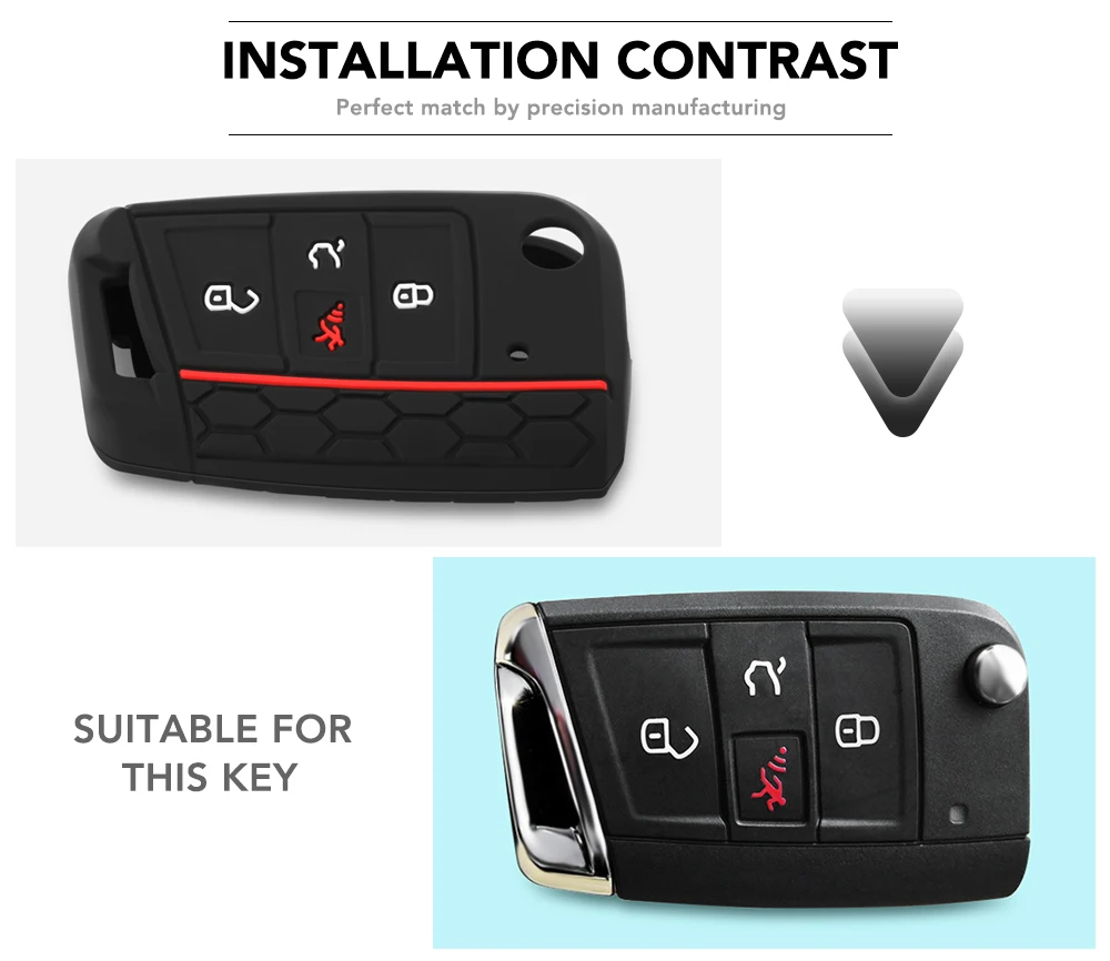 Silicone Flip key fob Cover Skin for Volkswagen VW Golf 7 ALLTRACK MK7 for Skoda Octavia A7 SEAT Remote 4 button Case key case,key case cover,car key shell,remote control case cover,flip key fob shell