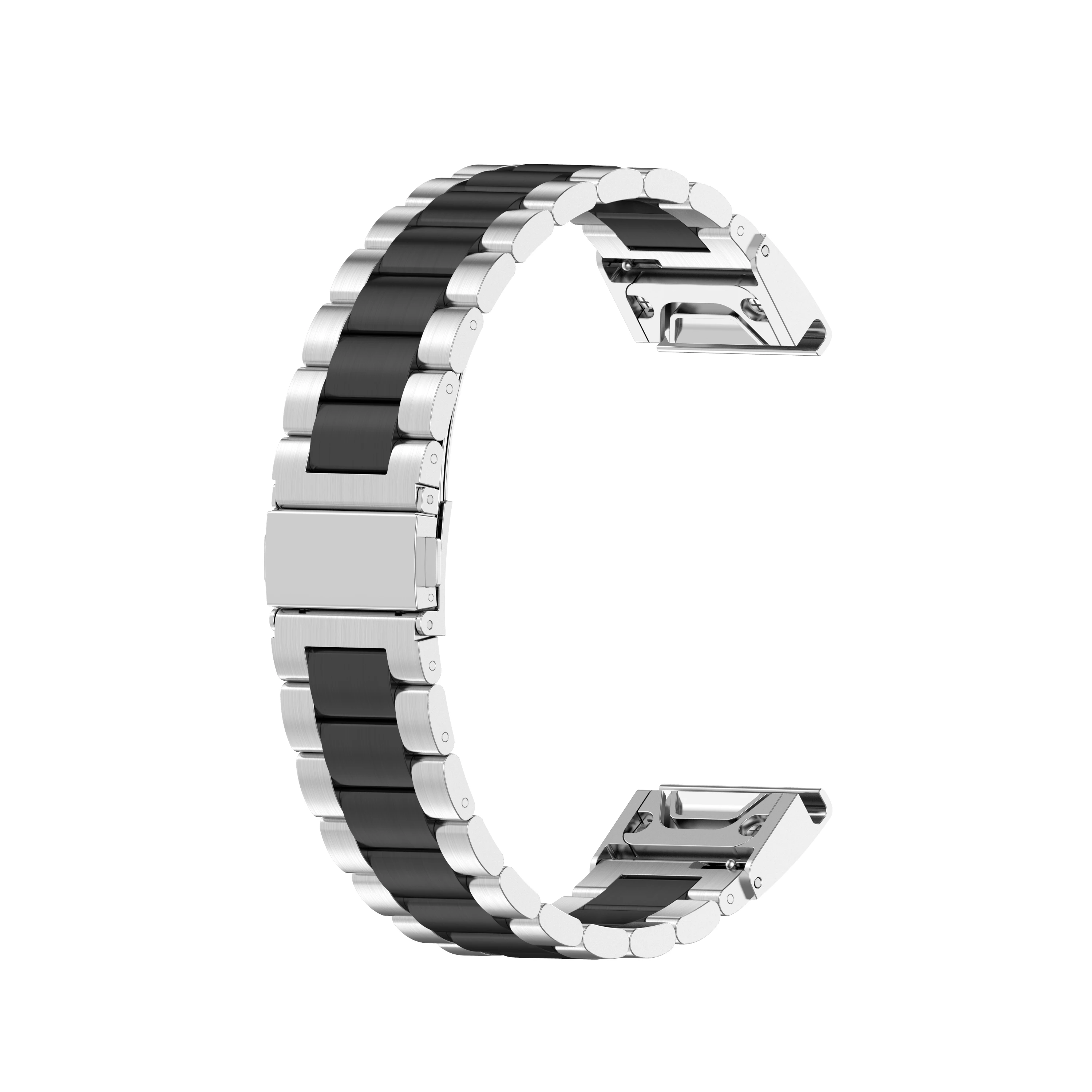 Silver Black Классический металлический ремешок для Garmin Fenix 6 6X Pro, быстросъемный ремешок, браслет для Fenix 5 5X Plus/3 3HR 22 мм 26 мм Fenix6, ремешок для часов - Цвет ремешка: Silver Black