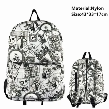 

The Nightmare Before Christmas Jack Skellington Nylon Backpack Teenager Student zip Schoolbag Cartoon Travel Laptop Bag bookbag