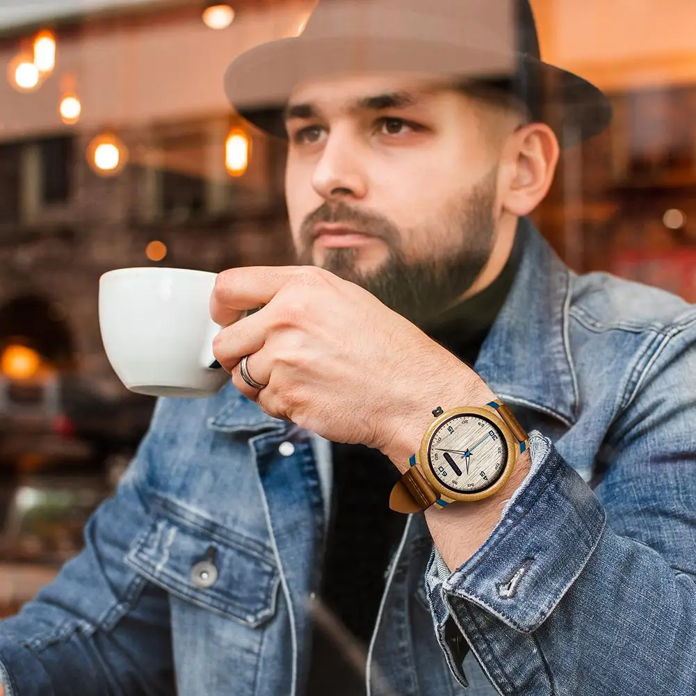 Couple Watch BOBO BIRD Wooden Simple Fashion Leather Wristwatch Men And Women Personality Timepiece Great Gift Reloj Luminous 3