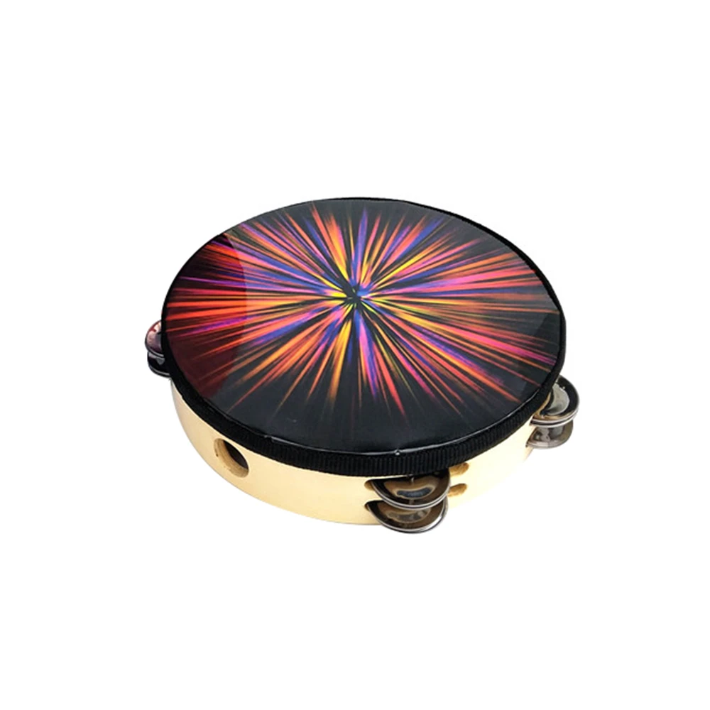 8" Hand Held Tambourine Drum Bell Birch Metal Jingles Percussion