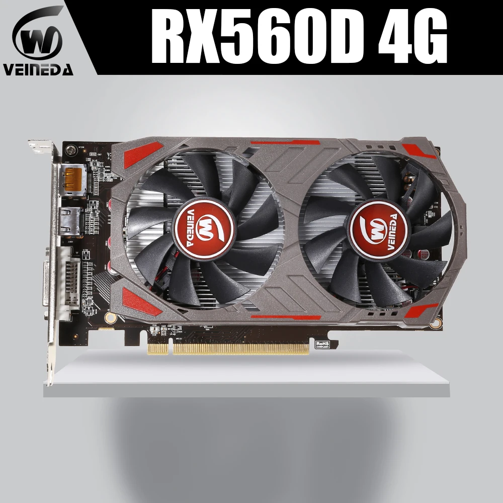 Видеокарта VEINIDA Radeon Rx560D GPU 4 Gb Gddr5 128bit Pci Express 3,0 Directx12 для настольных ПК