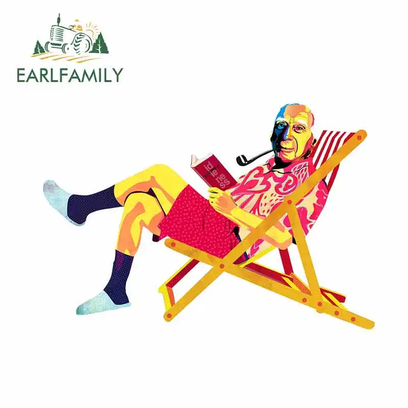 Earlfamily 13cm X 9 7cm For Old Man Sitting In A Chair Cartoon