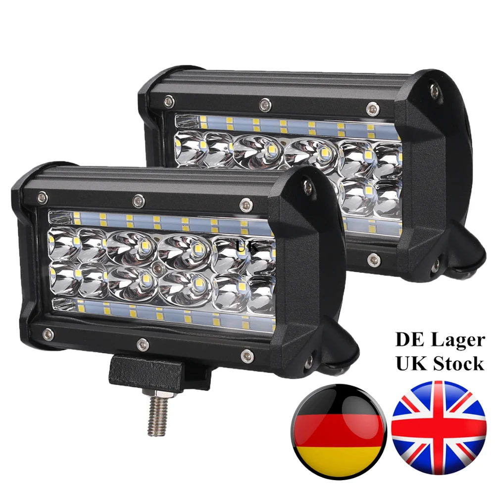 2x168W 5 Inch LED Car Work Light Bar Spot Beam SUV Boat Driving Offroad ATV Lamp
