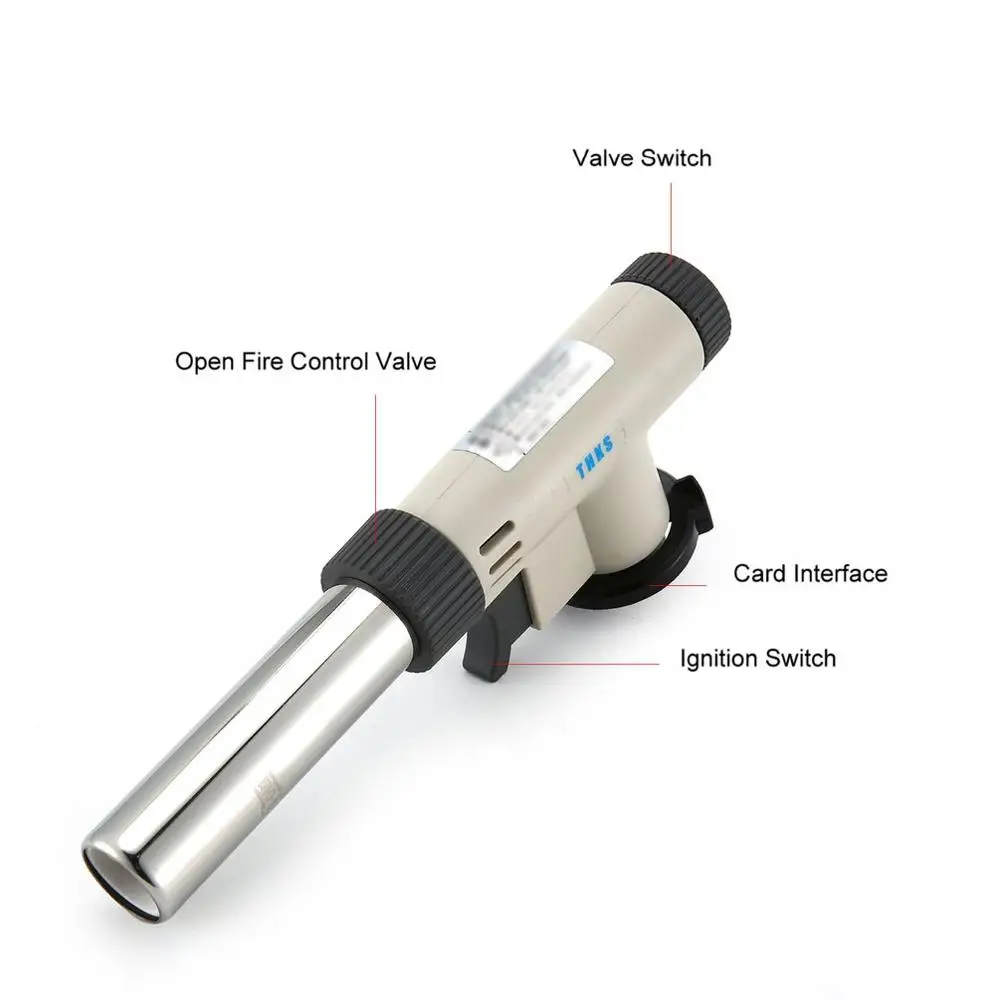 Camping Flame Gun Butane Gas Burners Gun Maker Torch Lighter Piezo Ignition Flamethrower Gas Torch For Outdoor BBQ Picnic