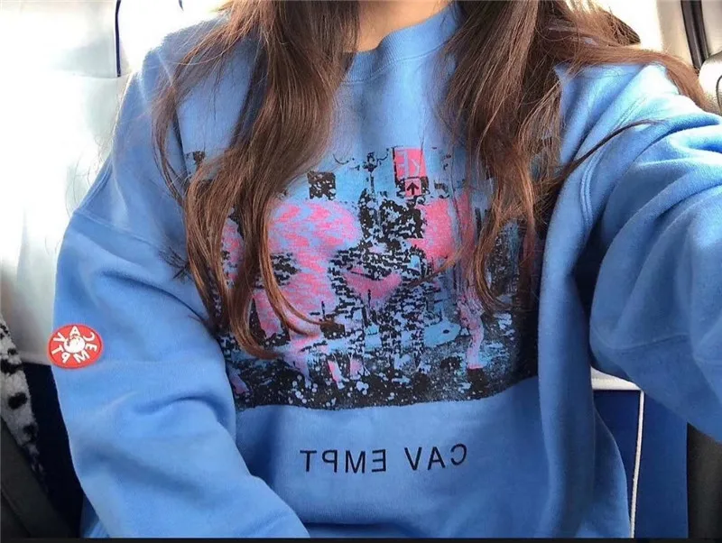 Синий Cav Empt толстовка с круглым вырезом для мужчин и женщин 1:1 высокого качества CAVEMPT C. E19AW толстовка с капюшоном