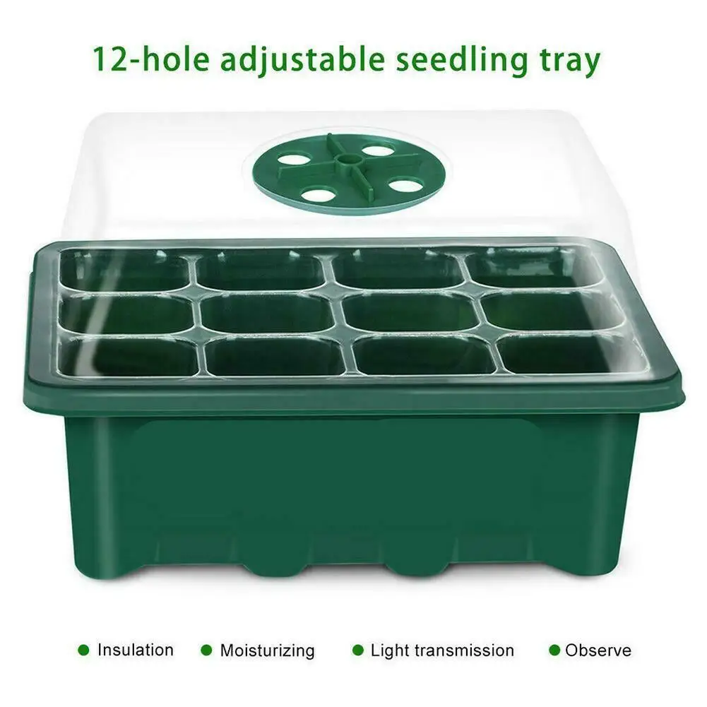 Nursery Tray With 12 Holes Plants Tray Box Plastic Square Succulent Plant Pot Mini Greenhouse Flower Planting Tray Pot Container