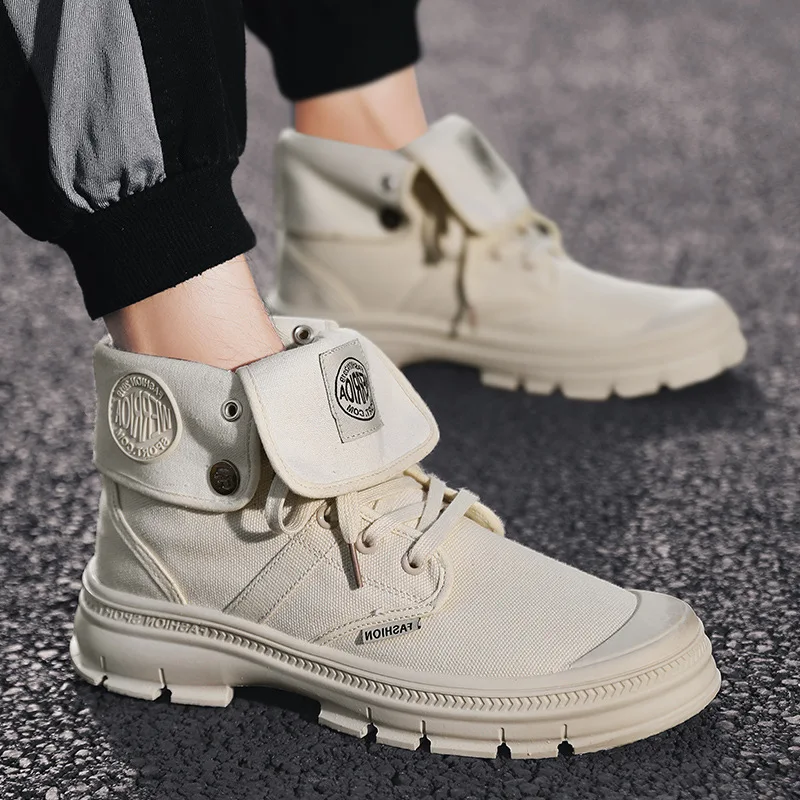 

Tangnest Canvas Shoes Men Boots High Top Ankle Boots Casual Spring Autumn Male Flat Footwear military Boots dropshipping XMF594