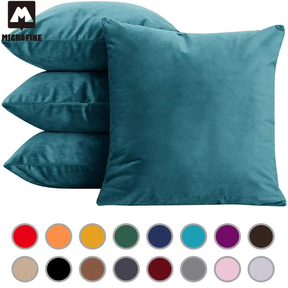 

Microfine Velvet Cushion Cover Decorative Throw Pillow Covers Sofa Luxury Blue Green Yellow Pink Gray White Black Pillow Case