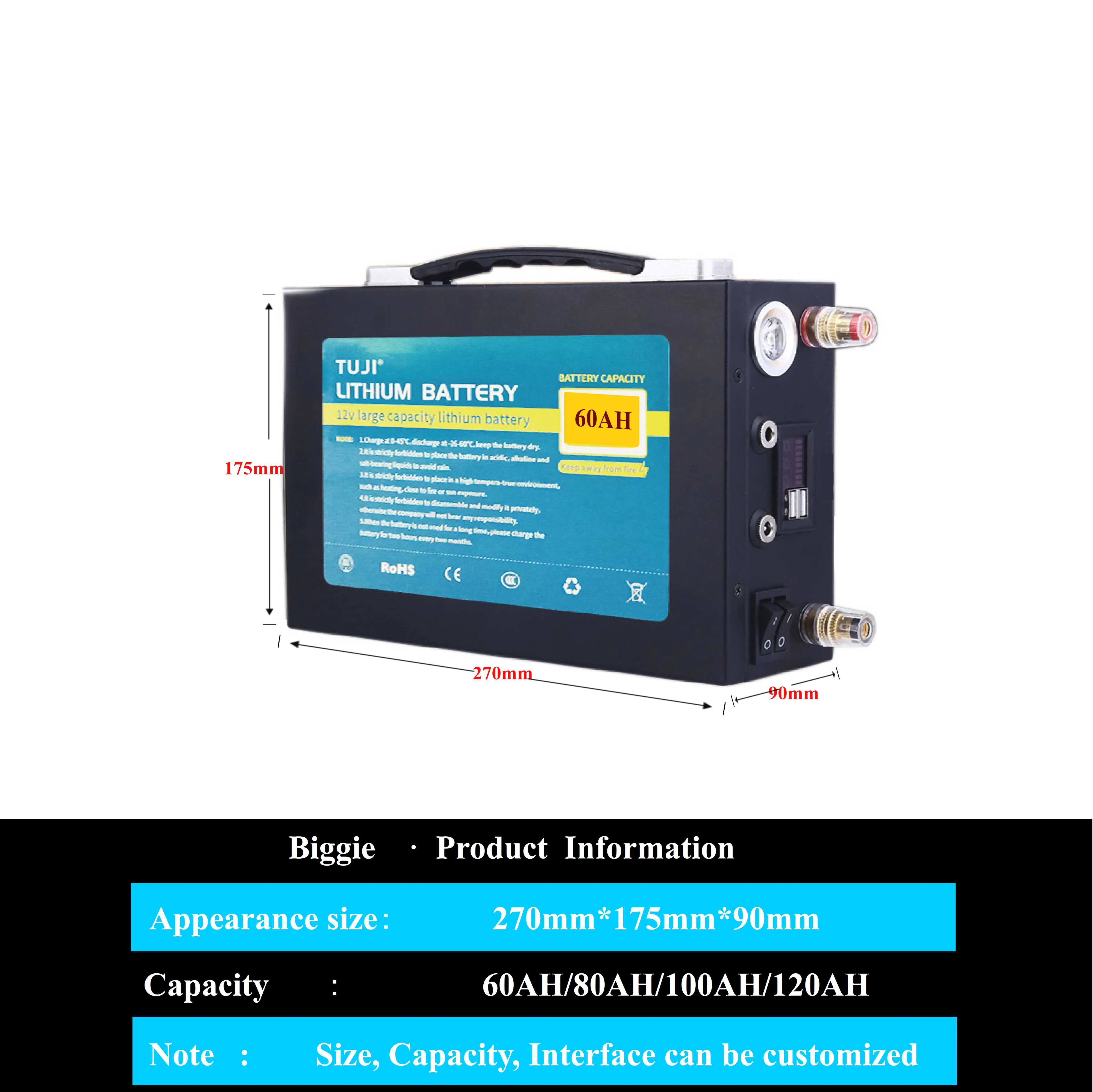DC 12V 60AH Защитная панель батарея пакет высокого качества перезаряжаемый литий-ионный аккумулятор Емкость для ленивого уличного света
