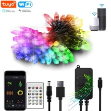 

Smart String Lights, Rainbow Fairy Light for Bedroom Tuya wifi +Ble Smartlife App Control Waterproof Music Sync RGB Outdoor Lamp
