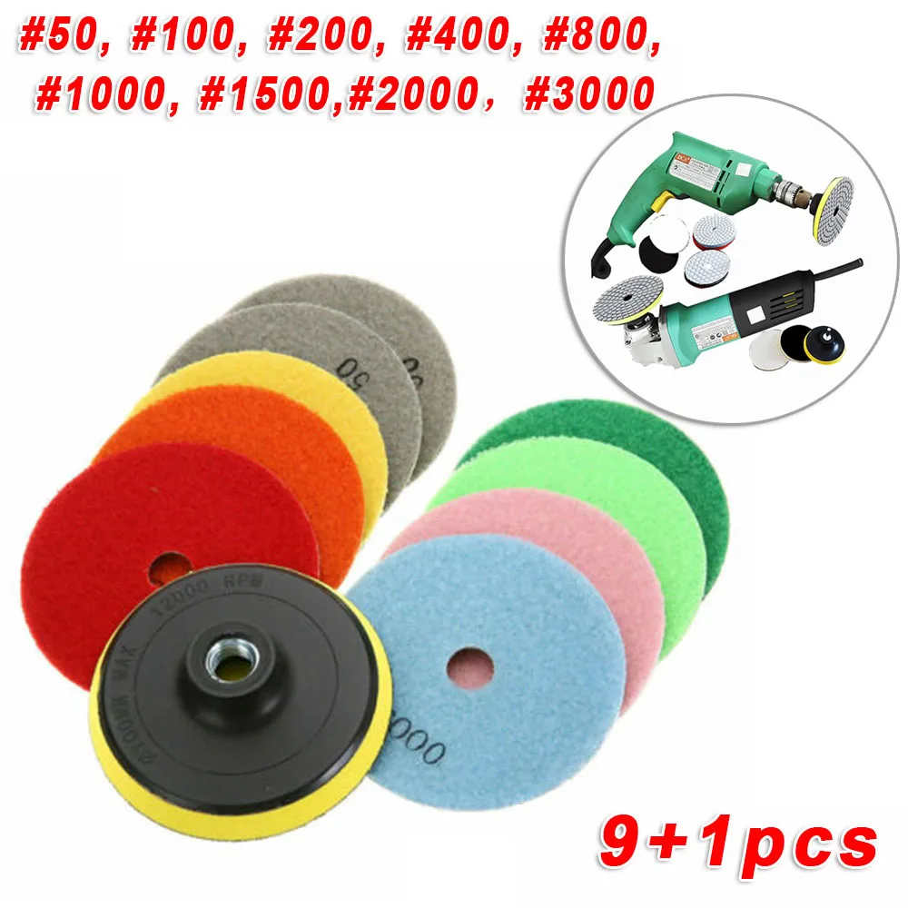 Concrete Marble 100mm Polishing Pad Diamond Grinding Backer Granite Set 4 Inches