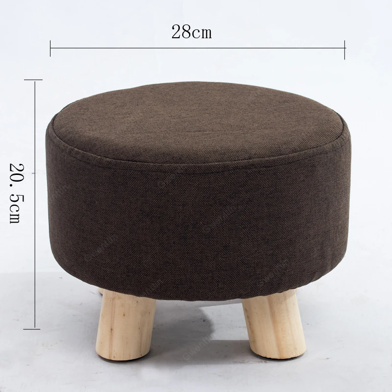 Нордический круглый тканевый стул с деревянными ножками, современный модный деревянный маленький стул для гостиной, диван, спальня, скамейка, детская мебель - Цвет: O