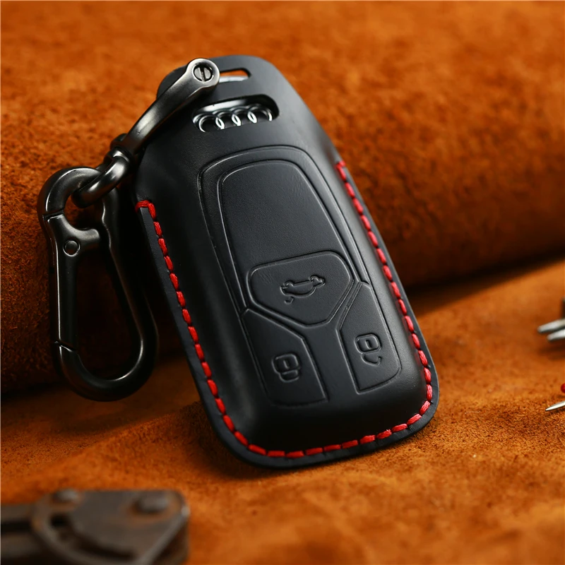 Leather Car Key Cover Case For Audi A4 A5 S4 S5 B9 8W Q7 4M Q5 TT TTS RS Coupe Roadster Smart Remote Fob Key Case