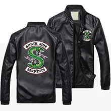 Для мужчин кожаные ривердейл Southside змеи куртка классический мужской PU искусственная кожа Тонкий Пальто мотоциклетные байкерские куртки мужские, весенне-осенние