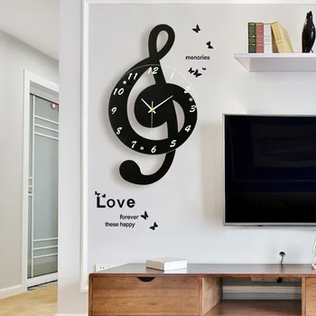

New 3D G-Clef Music Note Wall Clock Modern Minimalist Wall Clock Quartz Movement for Bedroom Living Room Personality Decoration