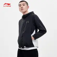 Li-Ning, Мужская трендовая ветровка, куртка, полиэстер, Стандартная посадка, подкладка, комфорт, спортивный, с капюшоном, ветровка, куртки, пальто AFDP037 CJFM19