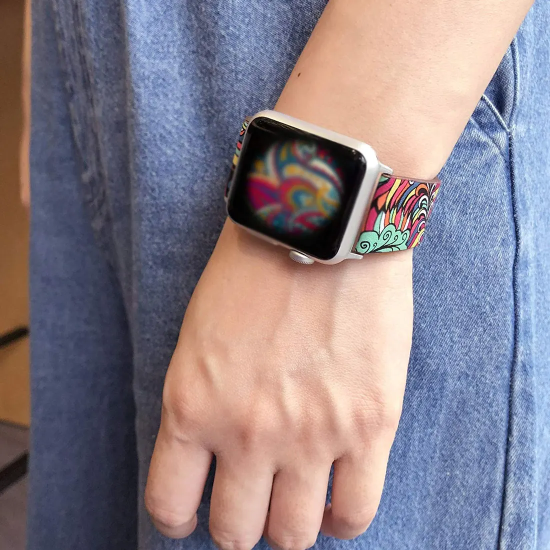 42/38 мм кожаный ремешок для наручных часов Apple Watch серии 1/2/3/4 с цветами и ремнем с цветочным принтом наручные часы браслет