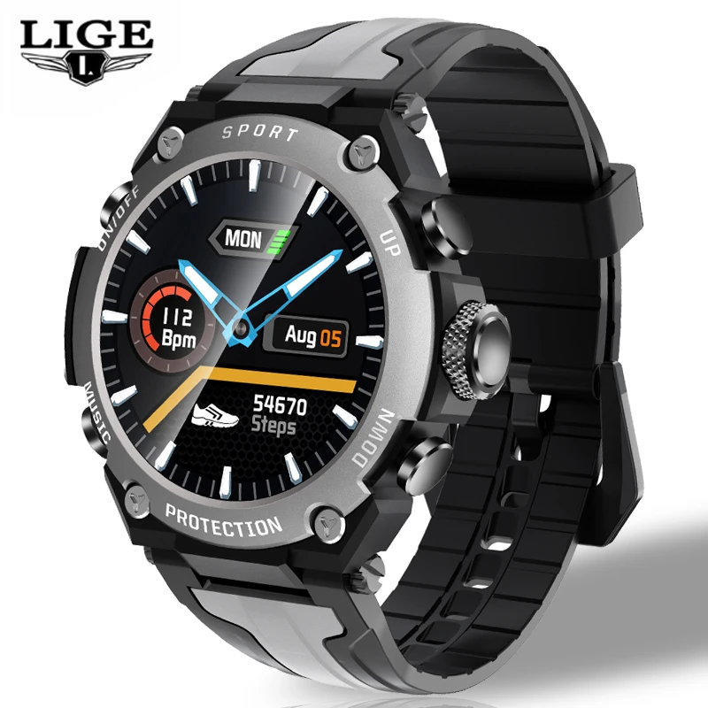 LIGE 2021 New Bluetooth Music Smart Watch IP68 Waterproof Heart Rate Monitoring Fitness Outdoor Sport Smartwatch For Android IOS