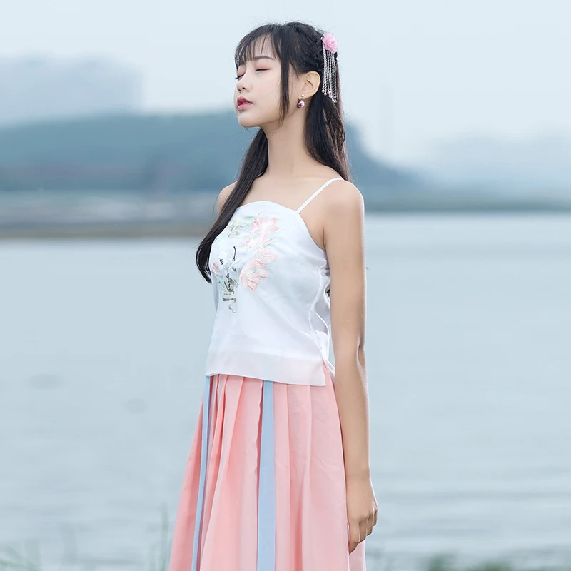 Китайская традиционная Женская белая hanfu одежда hanfu camisole китайская сказочная сорочка династии Тан Китайская древняя