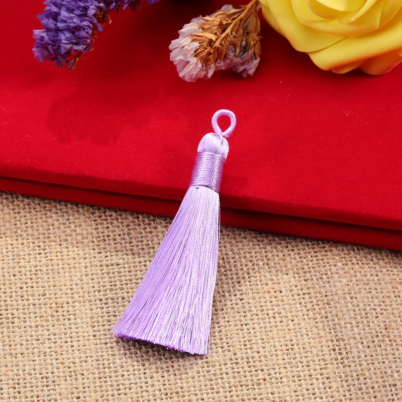 5 шт. 8 цветов 9 см длинные хлопковые шелковые кисточки бахрома подвески-кисточки для сережек ручной работы ювелирных изделий - Цвет: light purple