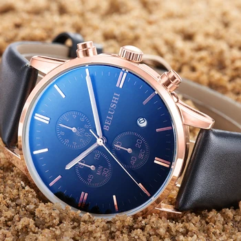 

Relogio Masculino Leather Men's Wristwatch Auto Date Clock For Male Alloy Dial Quartz Watch Waterproof Luxury Watch