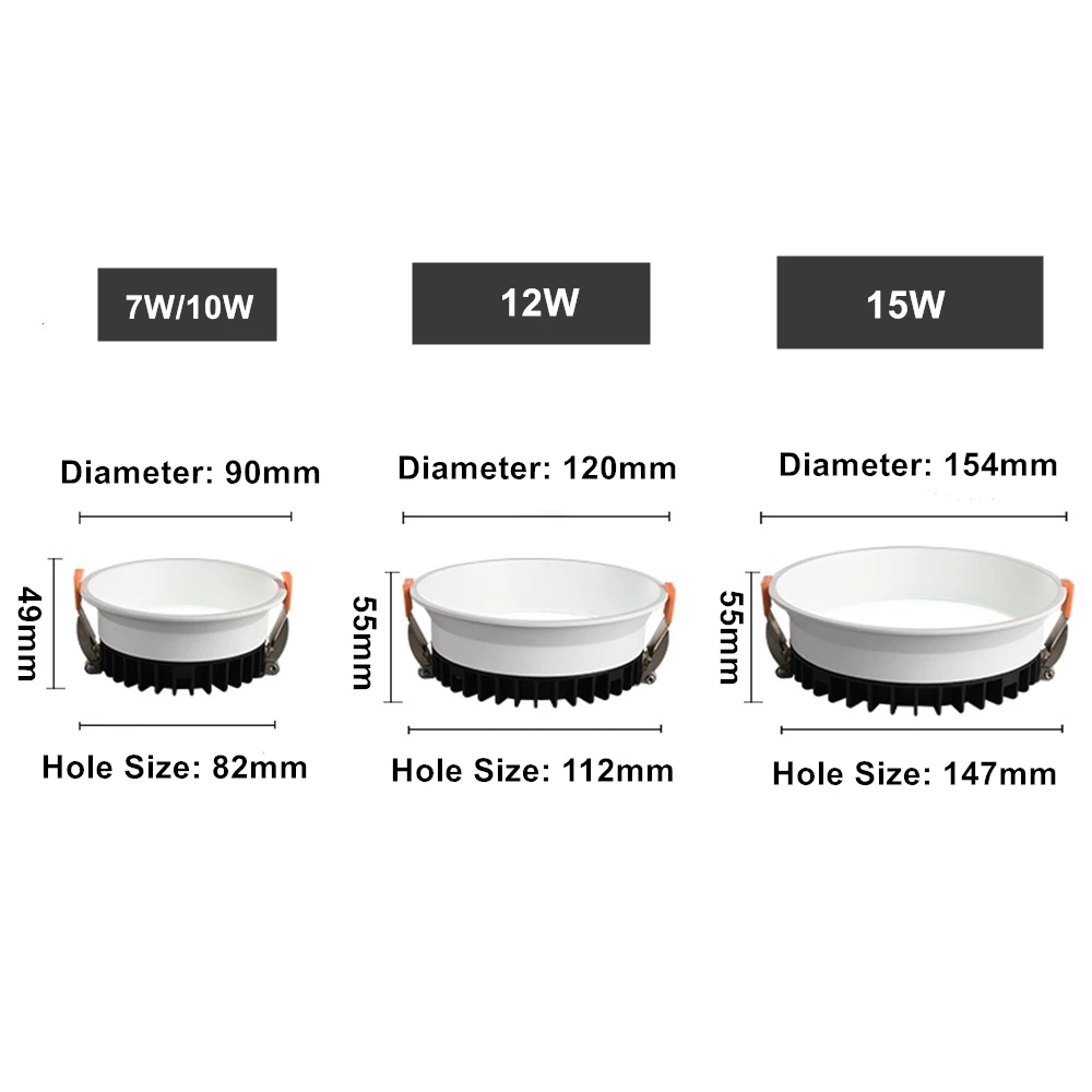 US $10.80 DBF2020 Frameless 3 Light Temperatures Changeable Recessed LED Downlight 7W 10W 12W 15W Round LED Ceiling Spot Light Bedroom