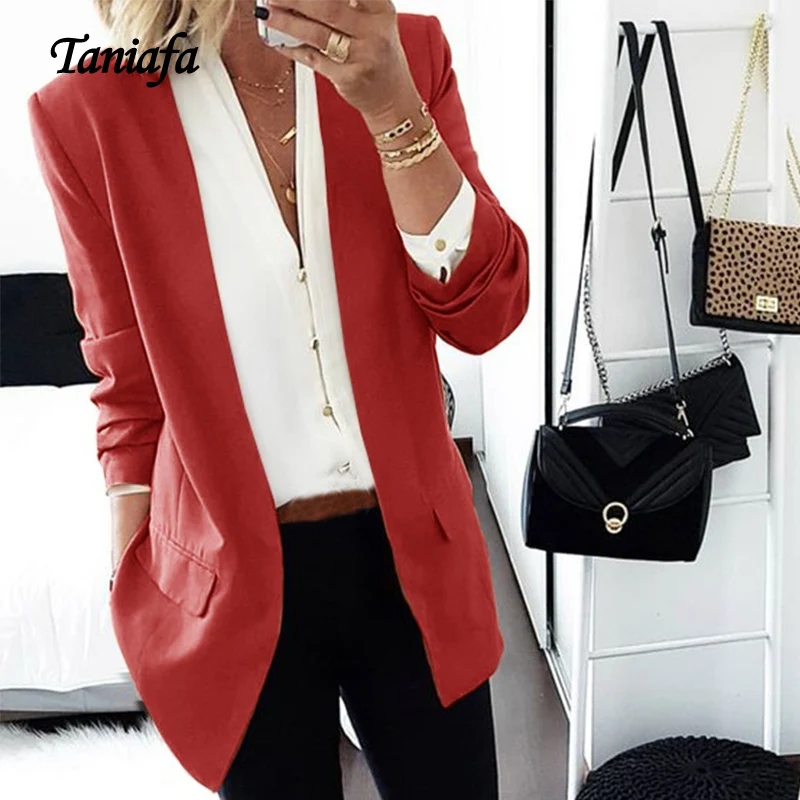 

Taniafa Fashion Women Suit Jacket Autumn Casual Pocket Jacket Coat Outwear