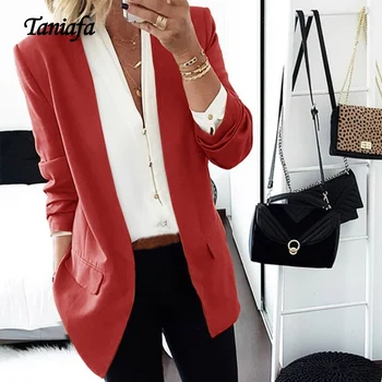 

Taniafa Fashion Women Suit Jacket Autumn Casual Pocket Jacket Thin Coat Outwear (No lining)