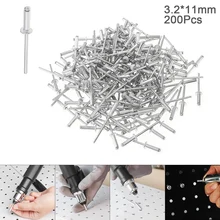 200 шт m3.2x11мм алюминиевый заклёпный пистолет ядро потянув клепки разрыв оправки для ногтей с мушроновой головкой и полированной хромированной поверхностью