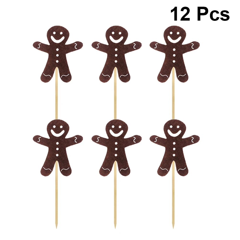 

12pcs Felt Cake Topper Smile Face Cake Picks Inserts Cupcake Toppers Cake Decorating Tools Decor Party Supplies Christmas Xmas