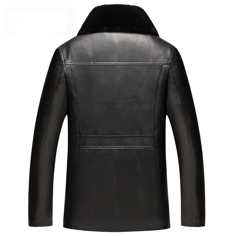 FGKKS, зимние Брендовые мужские кожаные куртки, мужские повседневные пальто из искусственной кожи, Мужская Утепленная кожаная куртка(съемный меховой воротник