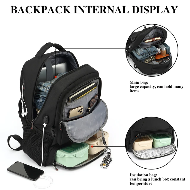 Lunch Insulated Cooler Backpack For Men 17 Inch Travel Laptop