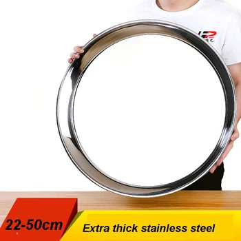 

Large Stainless Steel Thick Flat Round Dish Rray Charger Plates Silver Serving Tray Cake Metal Deep Plate Dinner Dish Plate Sets