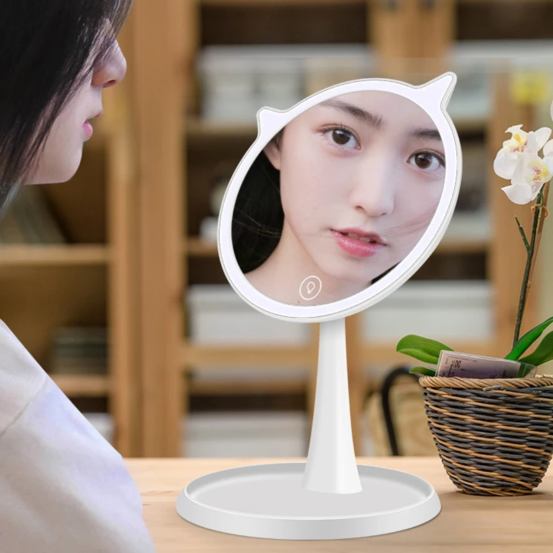 Cosmetic Mirror with Lamp Press Screen Switch, 90-Degree Rotation, Portable Cosmetic Lighting Mirror, LED Cosmetic Mirror 10X Ma
