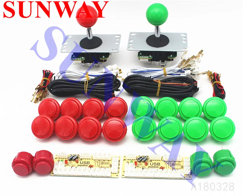Бесплатная доставка 2 игрока Zero Delay DIY PC аркадные игровые наборы для Mame Fighting Games джойстик + sanwa Стиль Кнопка + провод USB
