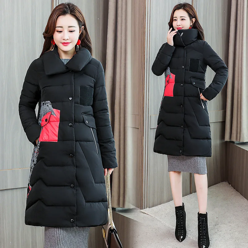 

Cotton Coat Women's 2019 New Style Winter Korean-style Loose-Fit BF Mid-length Warm Cotton-padded Jacket Coat Fashion Slim Fit C