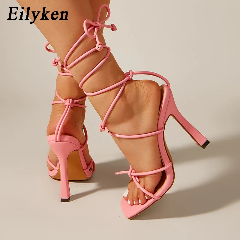 Eilyken/Новинка 2022 года Сезон лето Модные женские босоножки на шнуровке Цвет розовый