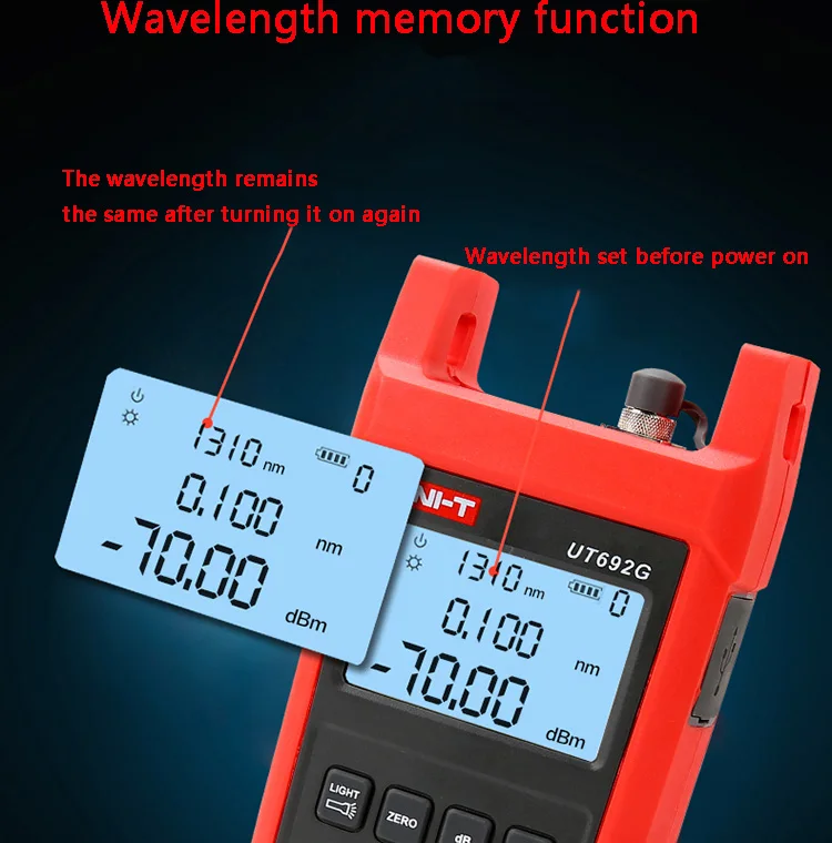 UNI-T UT692G измеритель оптической мощности диапазон измерения-50 до 26dBm 800-1700nm InGaAs Инструмент подсветки IP65 восемь длин волн