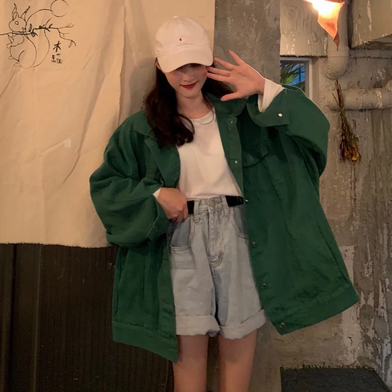

Korean-style Loose Casual BF Retro Simple Students Coat