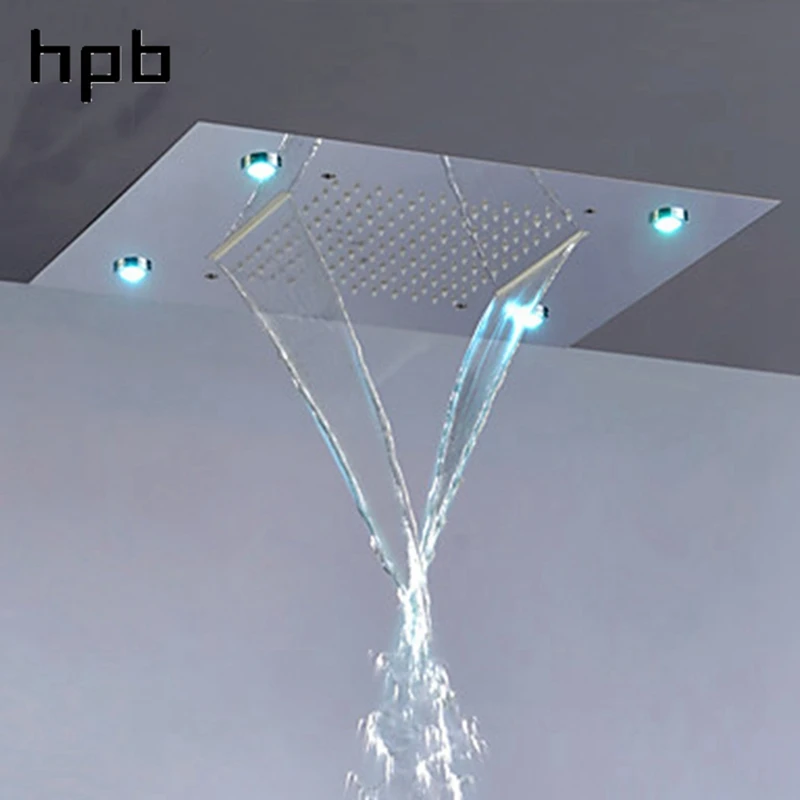 HPB из нержавеющей стали светодиодный насадка для душа осенний водопад потолочный Душ без заслонка смесителя для душа L-50X36P