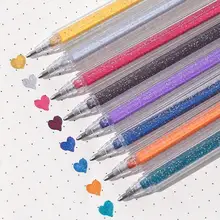 8Pcs Color Gel Pen Color Flashing Pen Small Fresh Colorful Metal Hand Account Pen Needle Stationery Office School Supplies